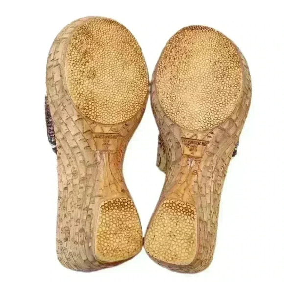 Onex Cork Wedge Sandals,Made in Italy, Faux Snakeskin, US Women's 6 EU 37 - Picture 4 of 5